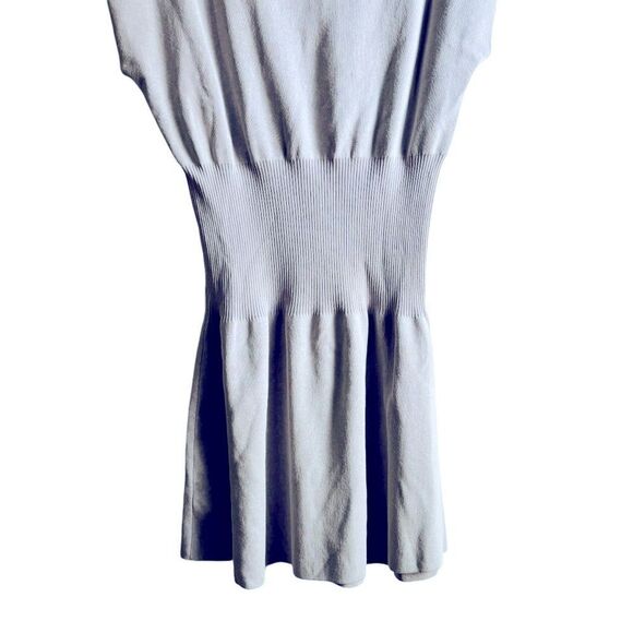 Zara Ruched Waist Knit Dress Grey Seamless Mini Dress Size Large NWT 4 0439 - Picture 5 of 8